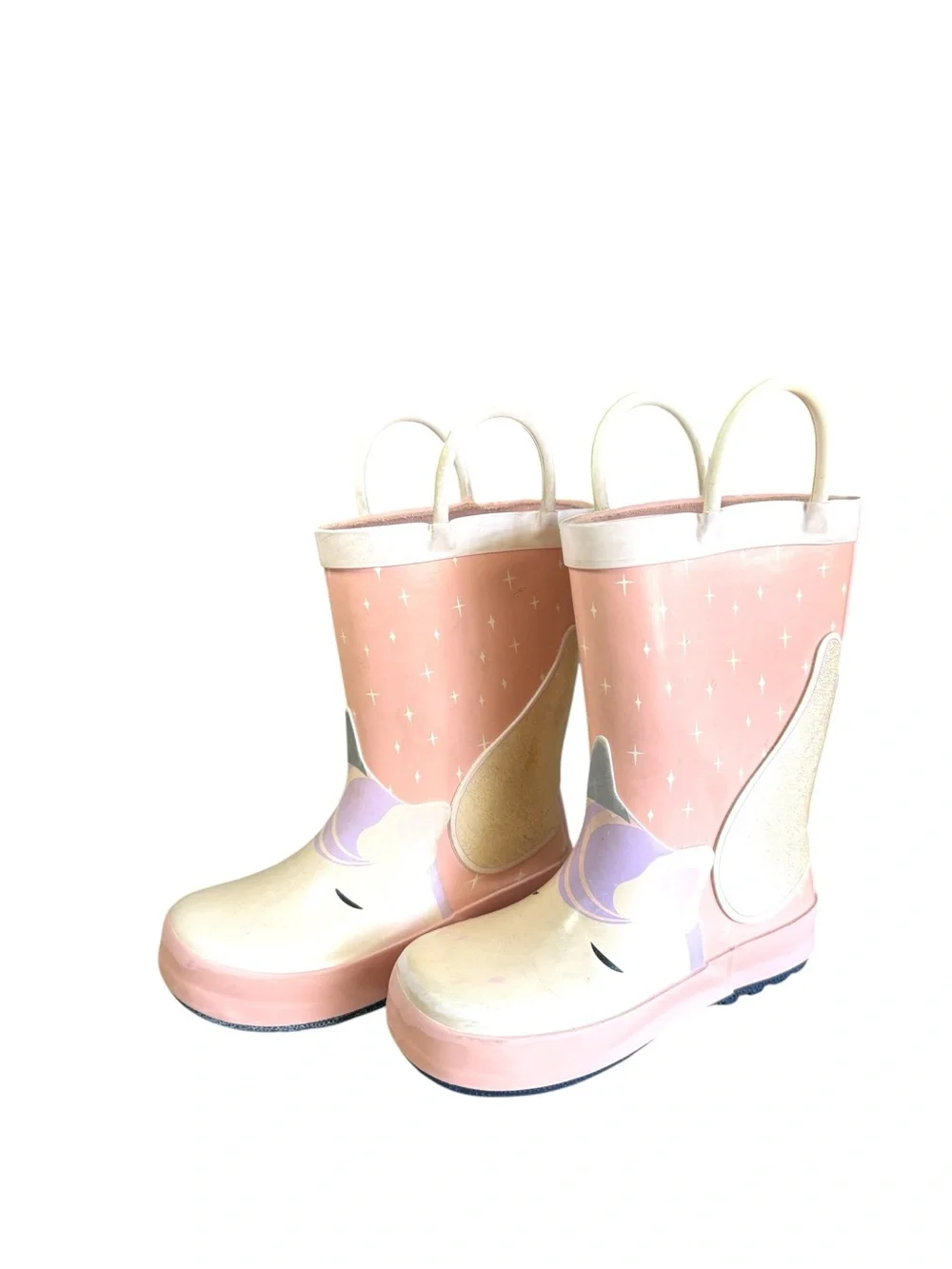 Girls Pink Unicorn Rain Boots with Handles Girls Toddler size 8